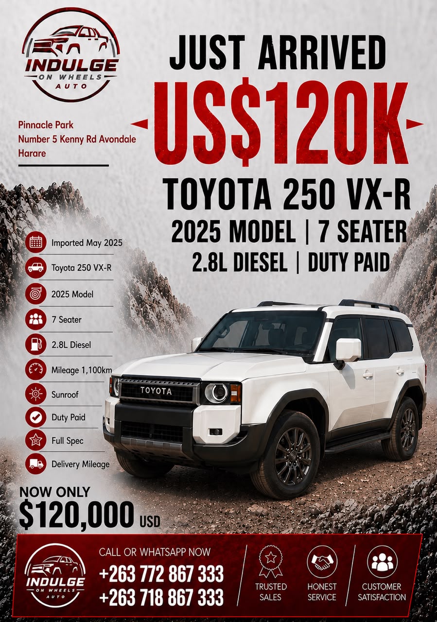 2025 Toyota Land Cruiser 250 VX-R for sale in Harare at Indulge On Wheels Auto